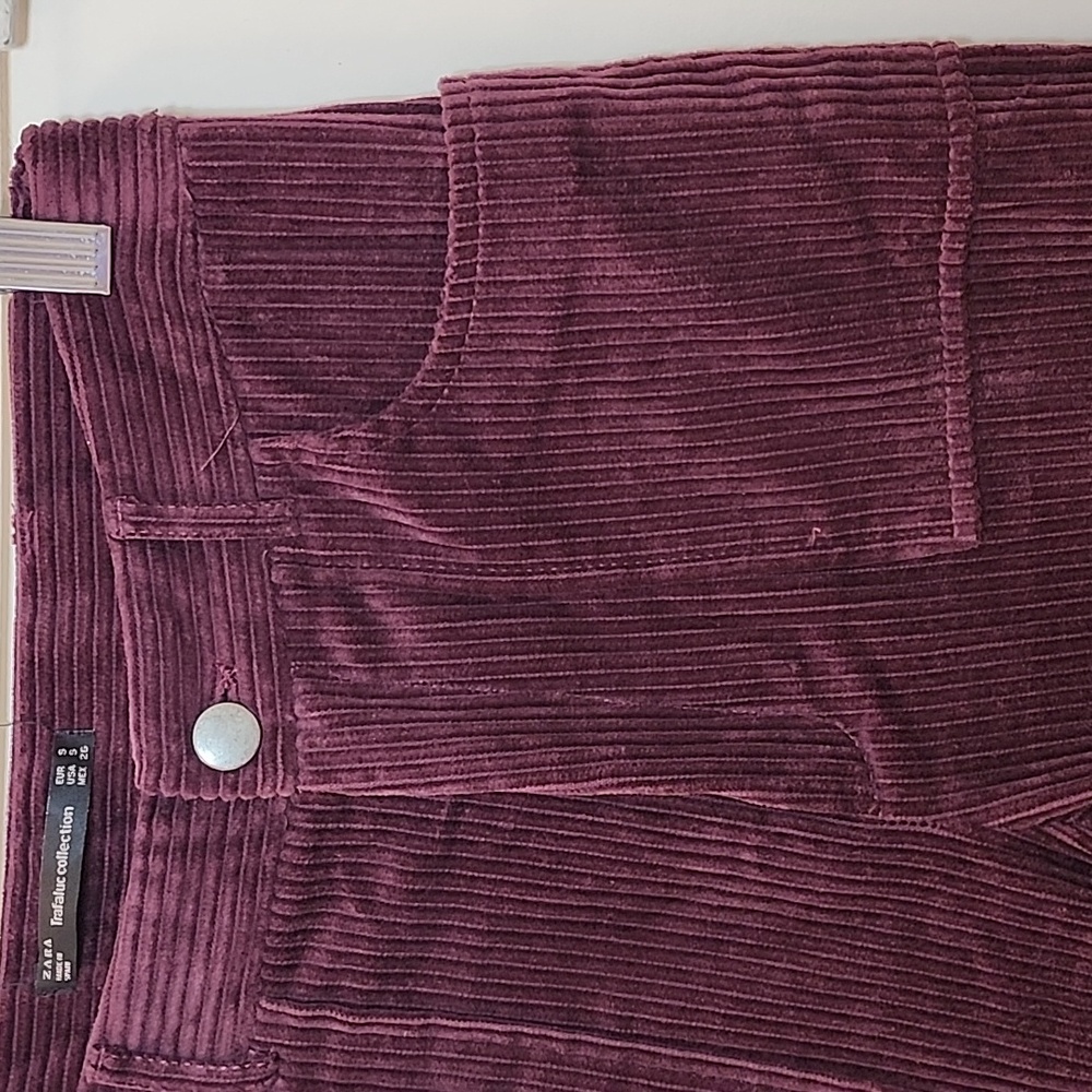 Zara Deep Purple Corduroy Straight Leg Pants Size Small - Picture 14 of 16